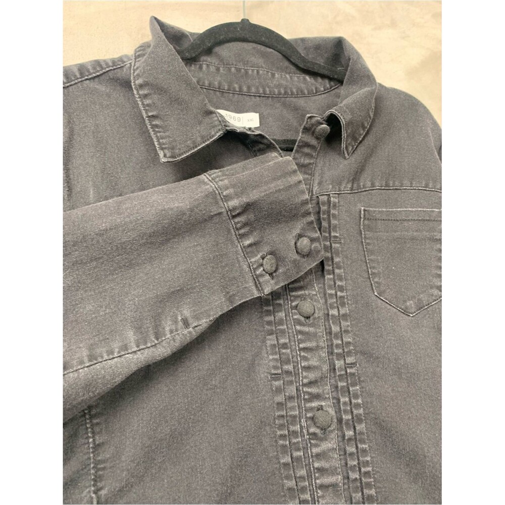 Gap 1969 Women XXL Gray Black Shacket Button Shirt Jacket